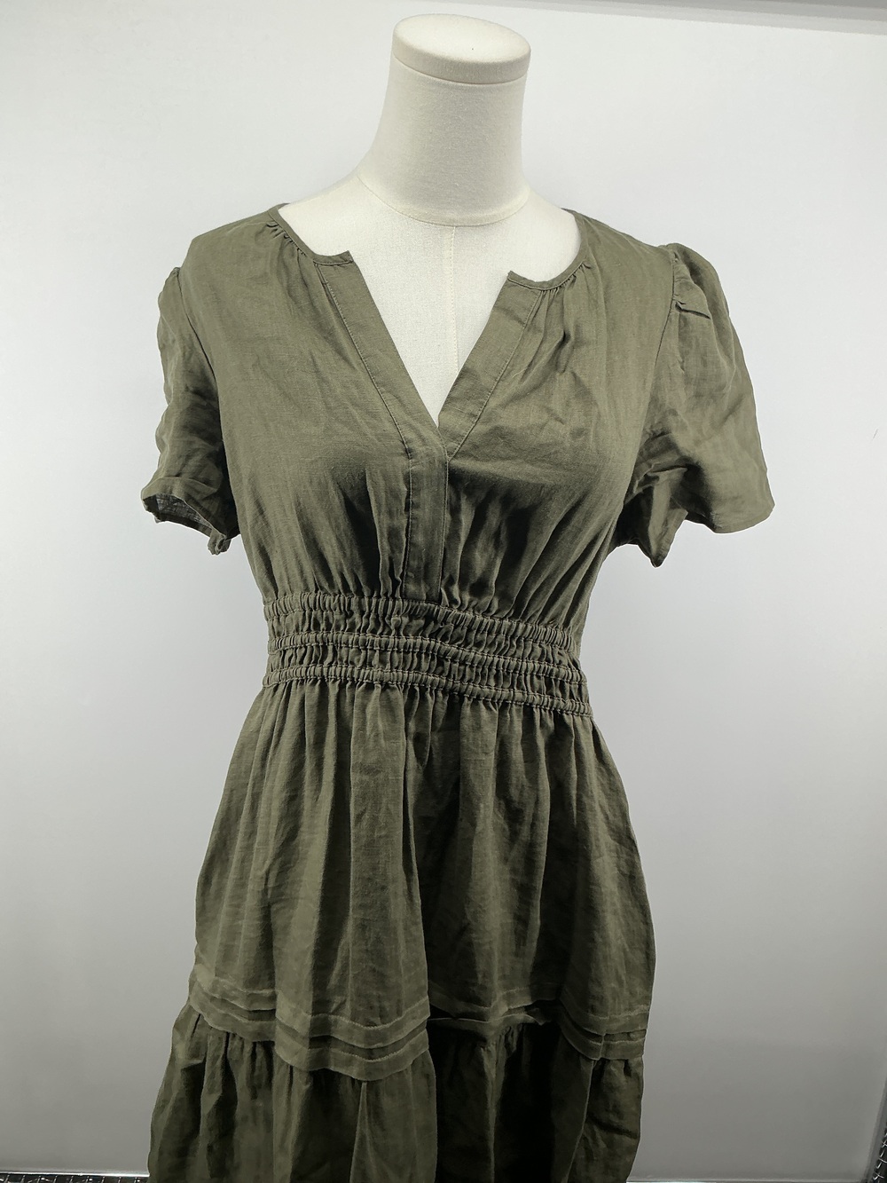 100% European Linen Tiered Maxi Dress